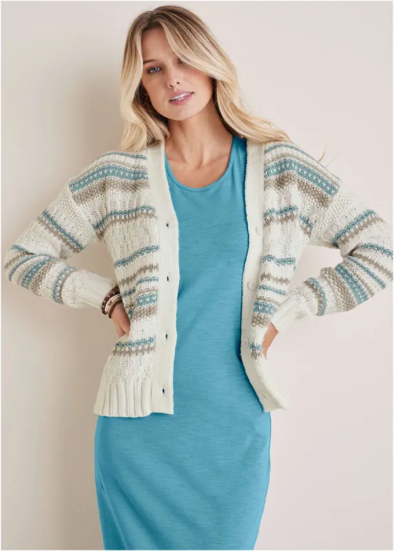Stripe Cardigan - Light Blue Stripes sold by VENUS