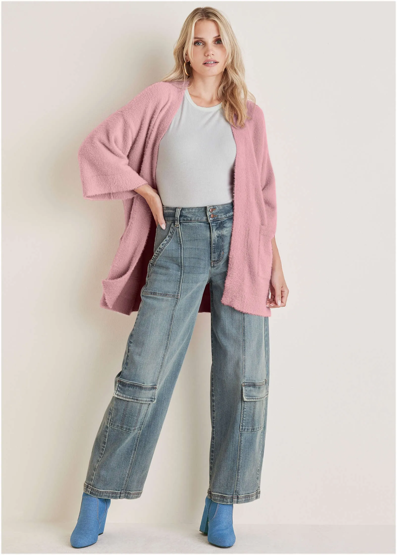 Eyelash Cardigan - Bleached Mauve sold by VENUS product image thumbnail 3