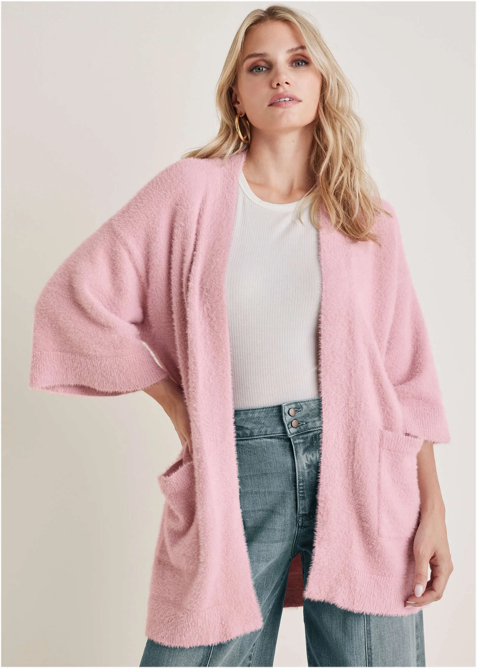 Eyelash Cardigan - Bleached Mauve sold by VENUS