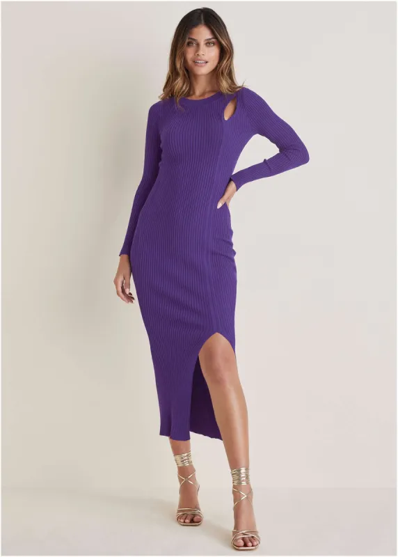 Ribbed Maxi Sweater Dress - Violet Indigo sold by VENUS