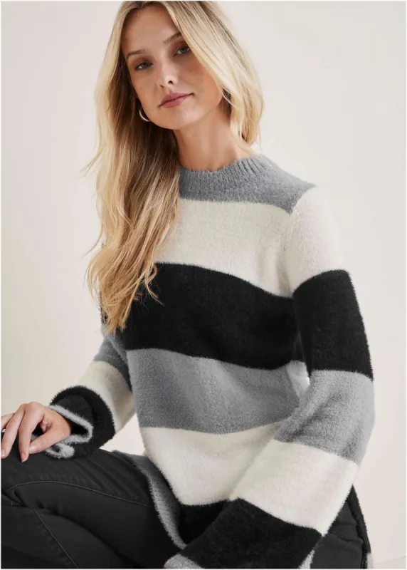 Eyelash Striped Sweater  - Black & White sold by VENUS