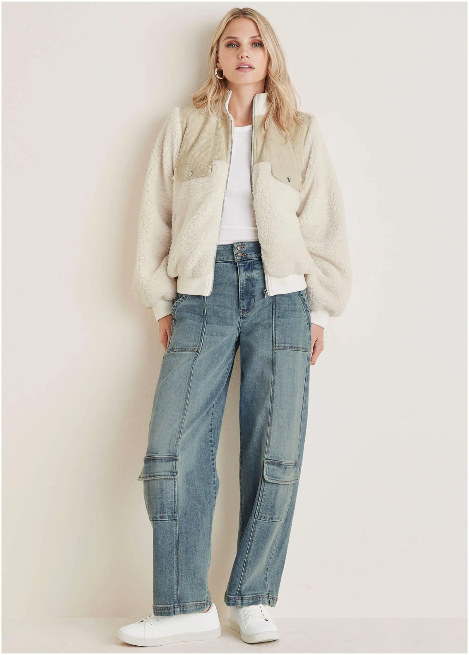 Sherpa Bomber Jacket - Off White sold by VENUS product image thumbnail 3