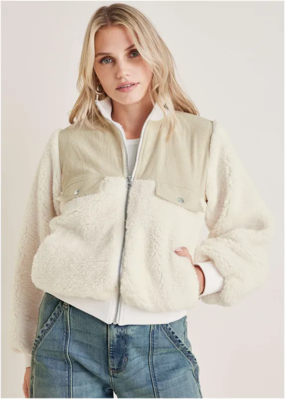 Sherpa Bomber Jacket - Off White sold by VENUS
