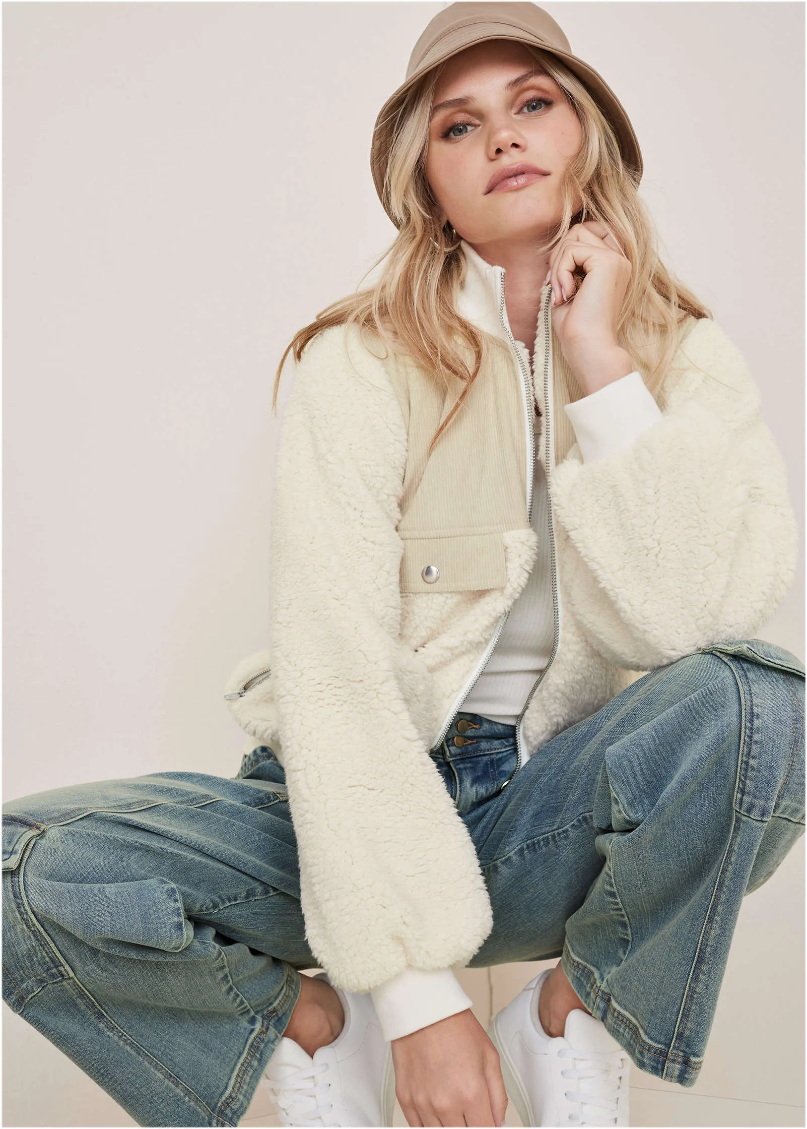 Sherpa Bomber Jacket - Off White sold by VENUS product image thumbnail 4