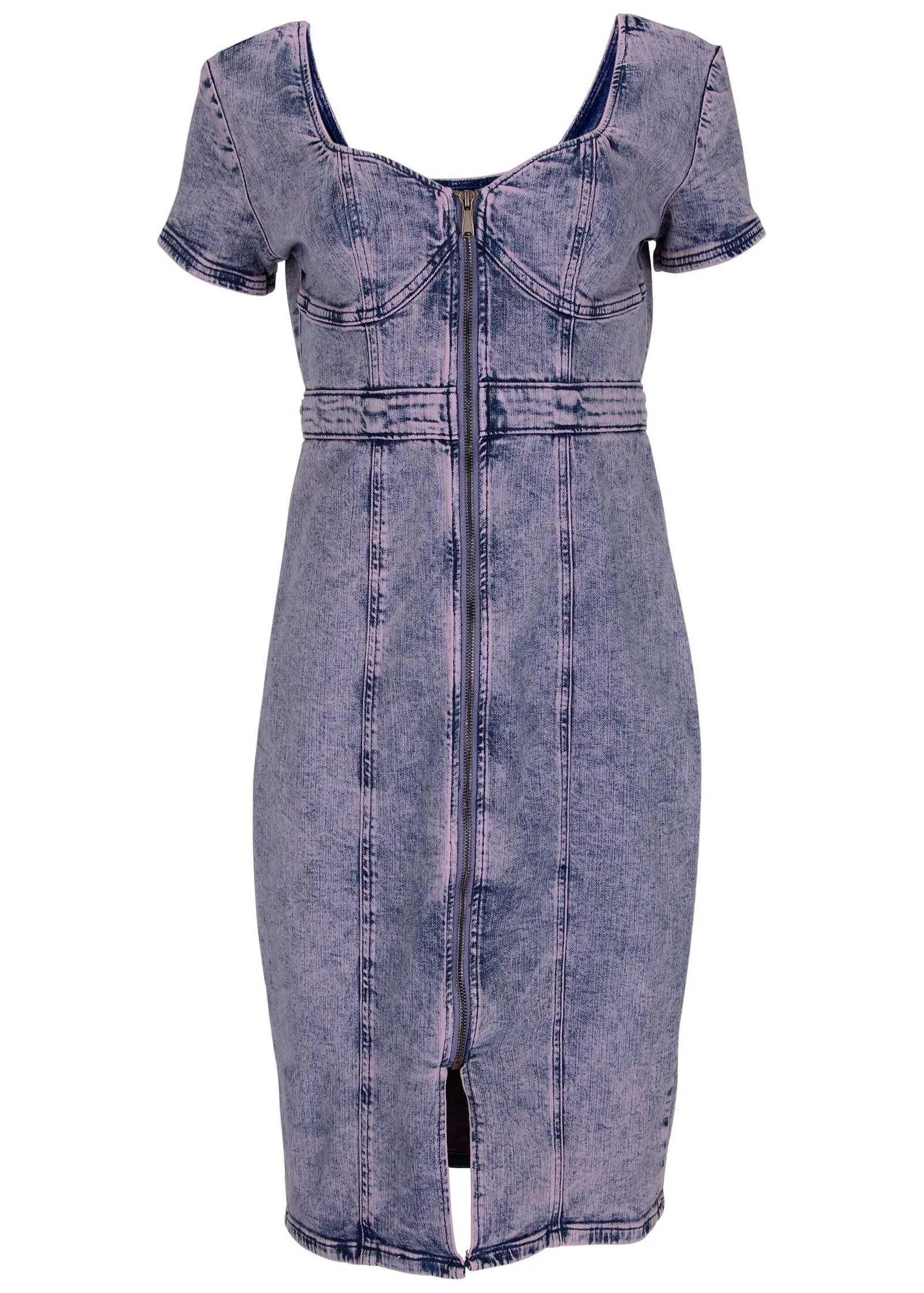 Sweetheart Denim Midi Dress - Purple Acid Wash sold by VENUS product image thumbnail 4
