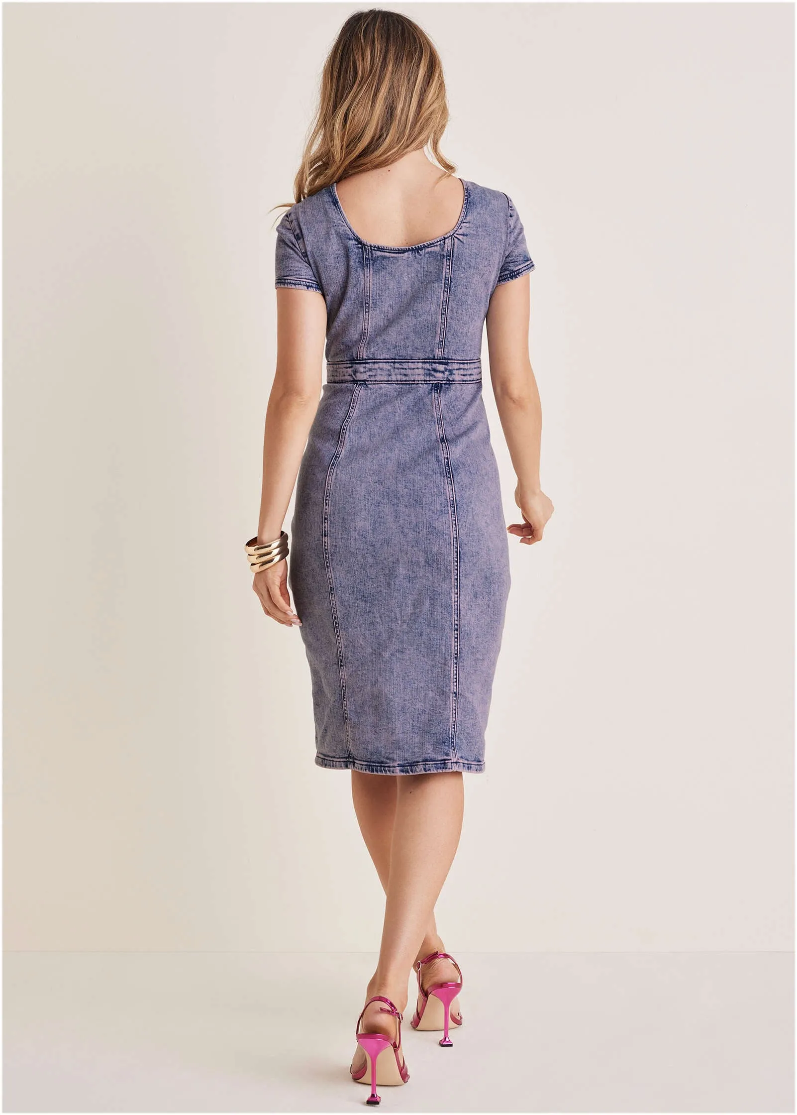 Sweetheart Denim Midi Dress - Purple Acid Wash sold by VENUS product image thumbnail 2