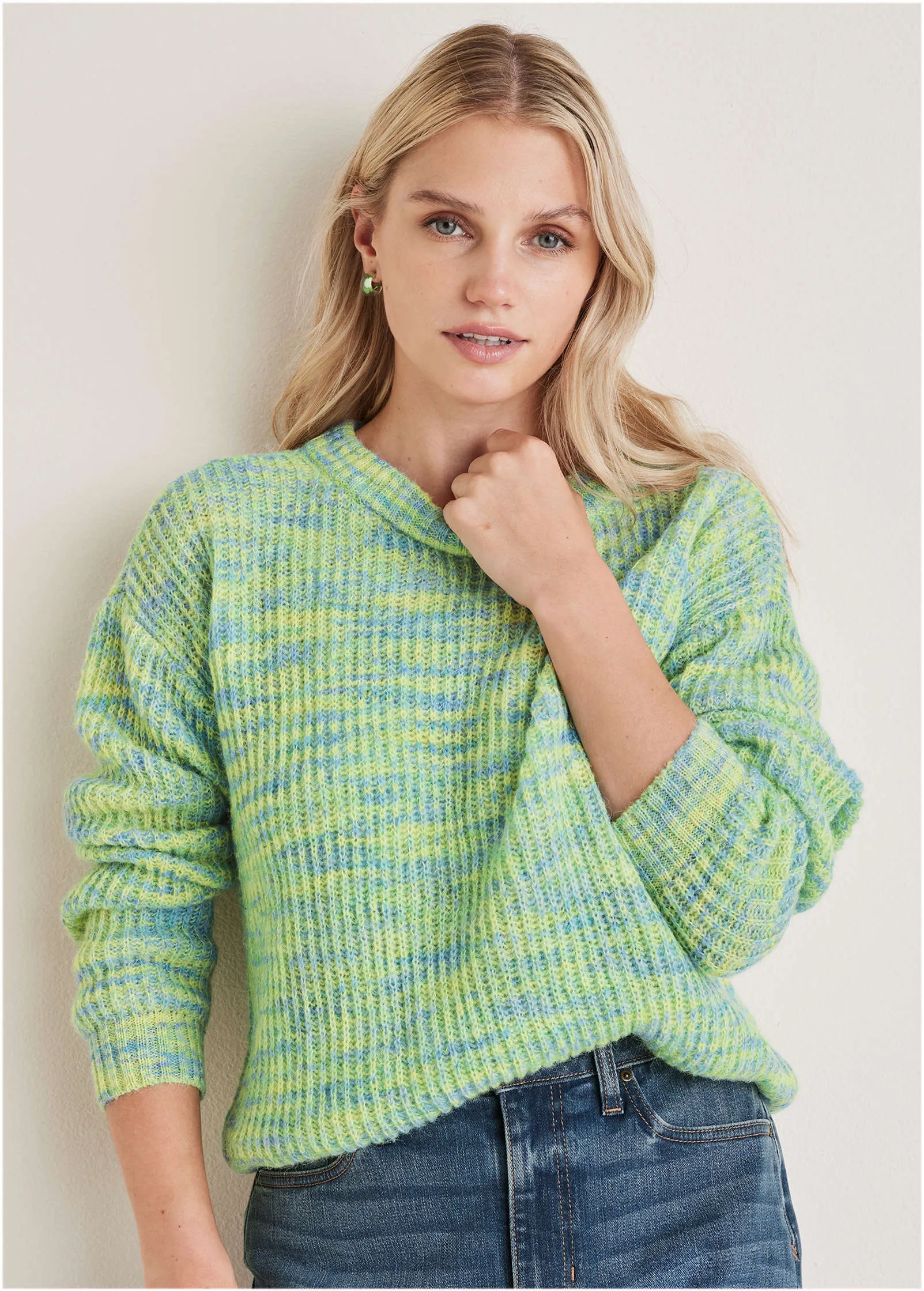 Space Dye Crew Neck Sweater - Green Multi sold by VENUS product image thumbnail 4