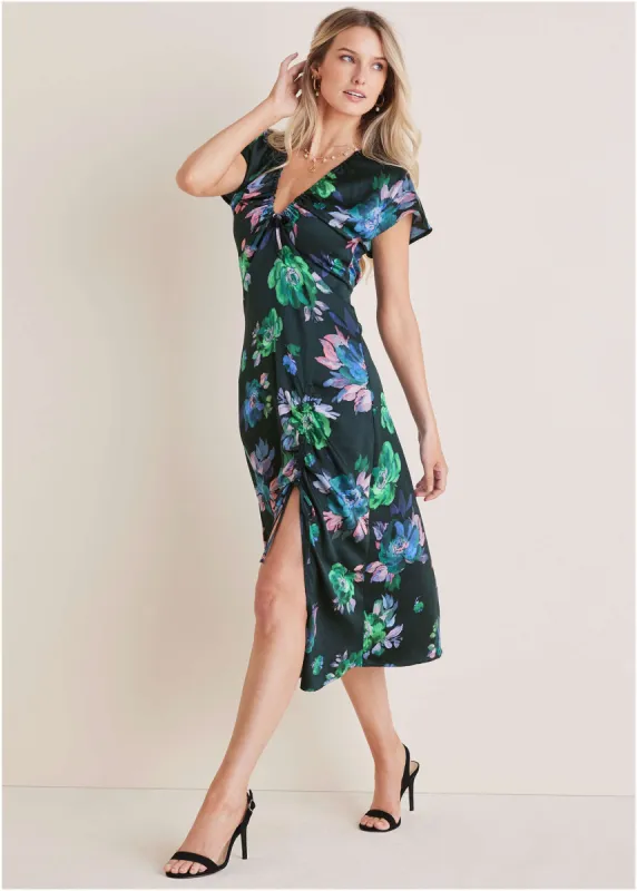 Adjustable Slit Midi Dress - Midnight Garden sold by VENUS