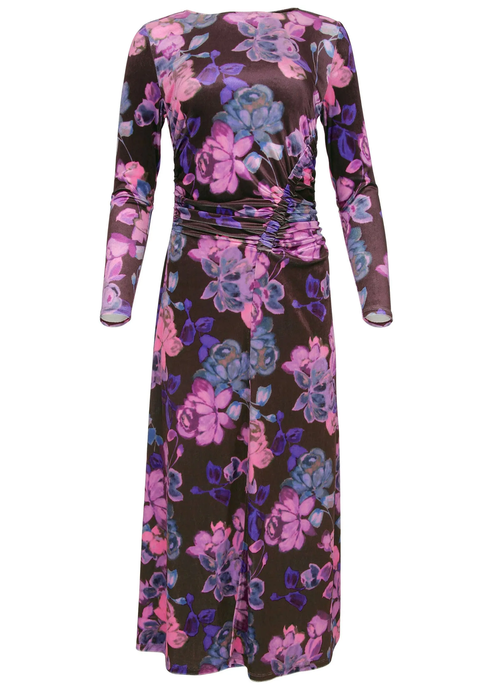Ruched Velvet Maxi Dress - Electric Bouquet sold by VENUS product image thumbnail 4