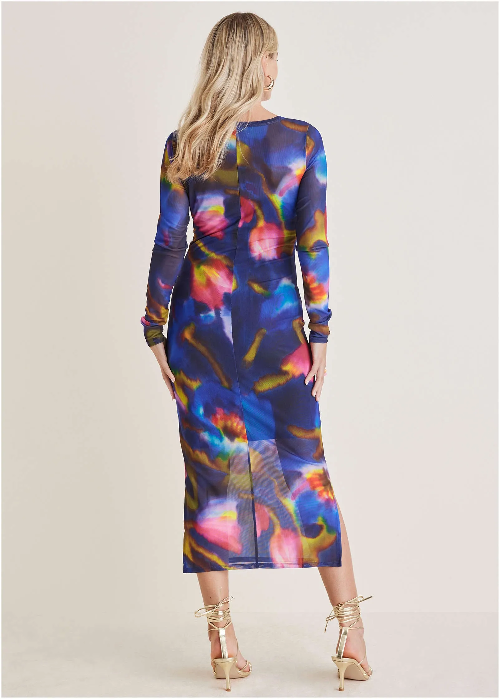 Mesh Midi Dress - Watercolor Bouquet sold by VENUS product image thumbnail 2