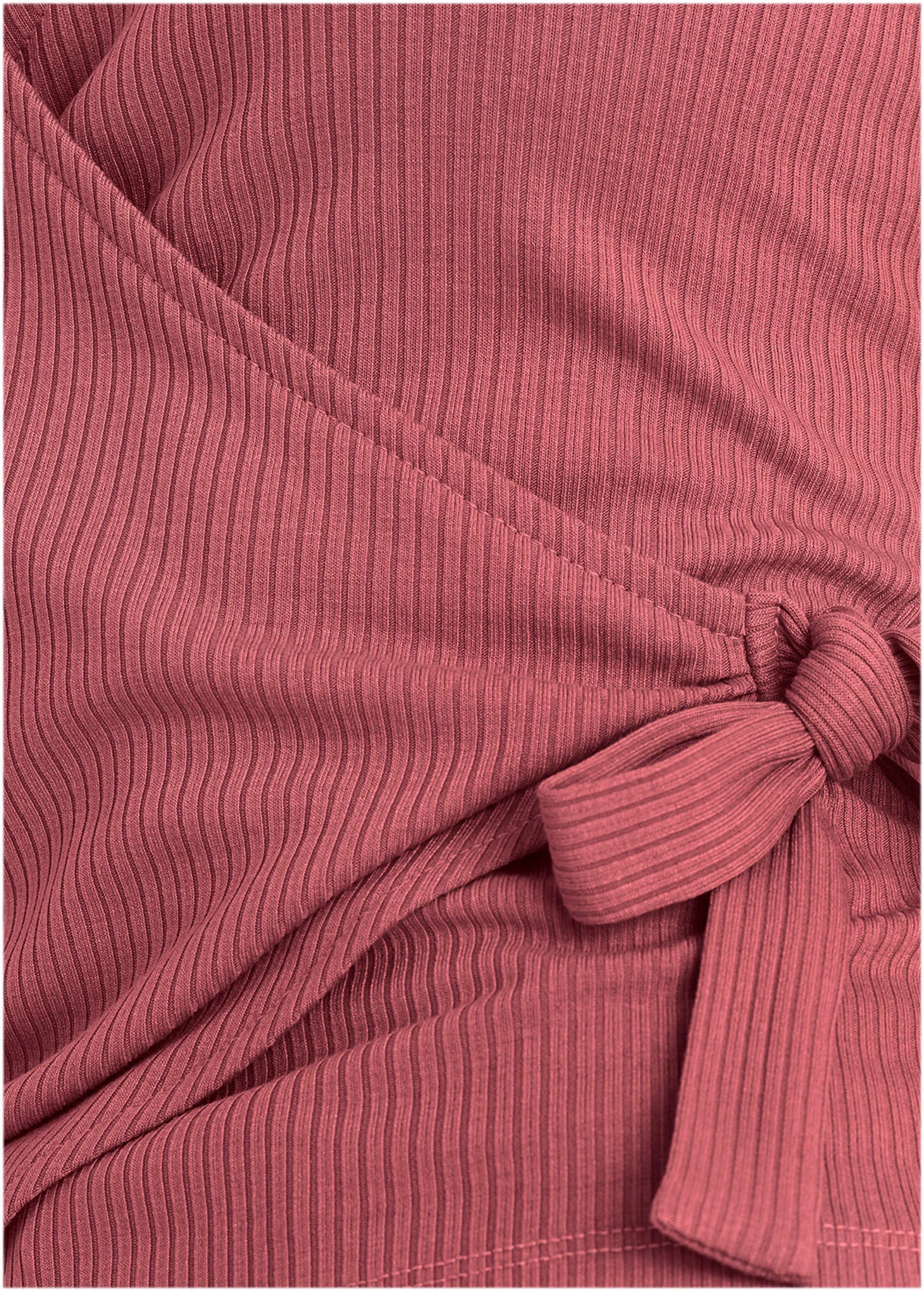 Ribbed Wrap Long Sleeve Top - Mineral Red sold by VENUS product image thumbnail 4