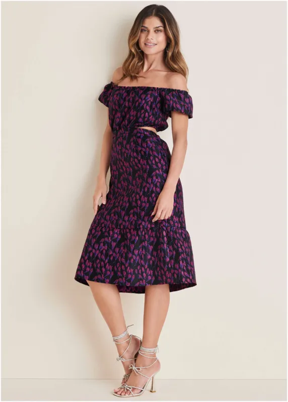 Jacquard Midi Dress - Blue Multi sold by VENUS