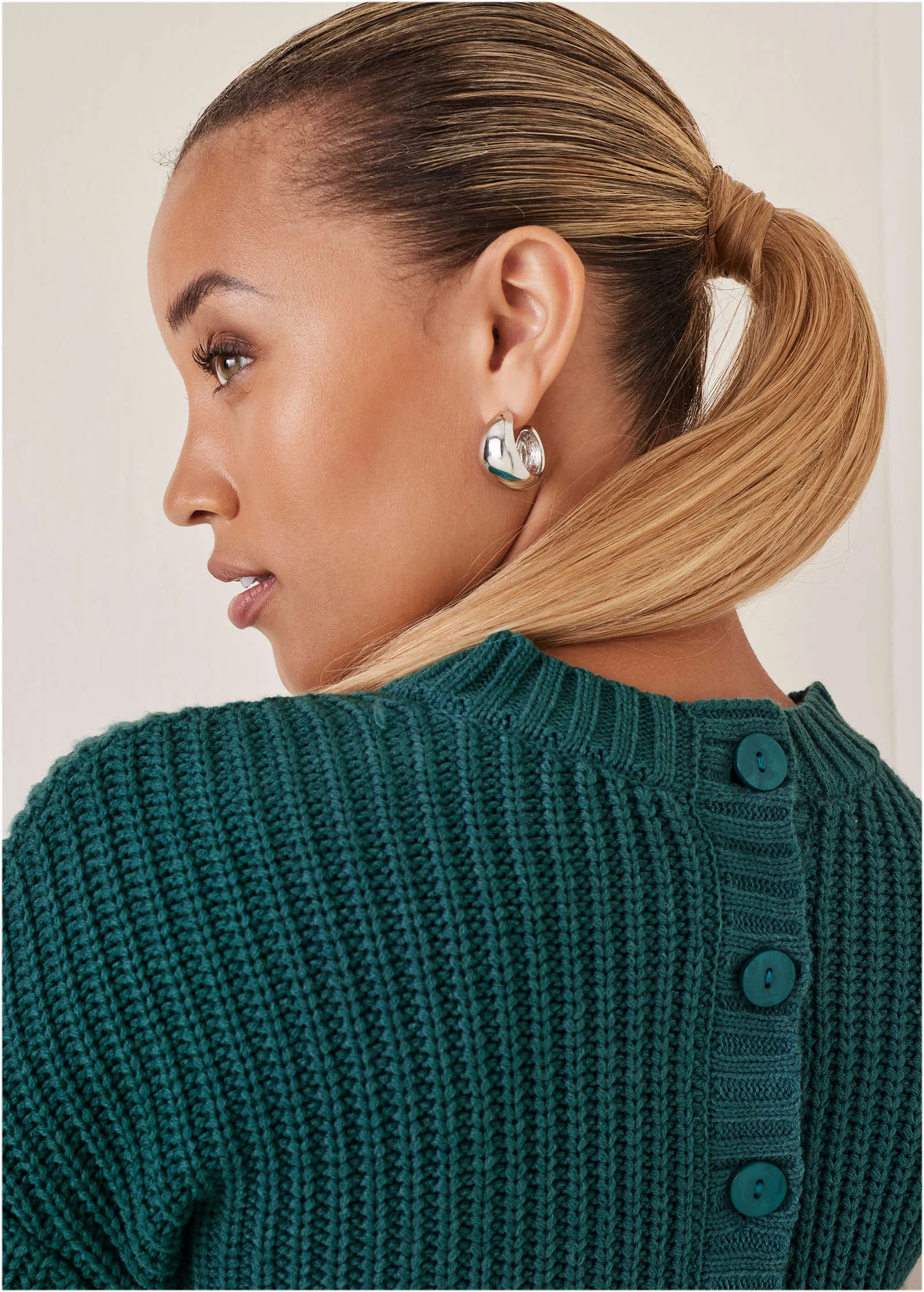 Button Back Detail Sweater - Deep Lake sold by VENUS product image thumbnail 5