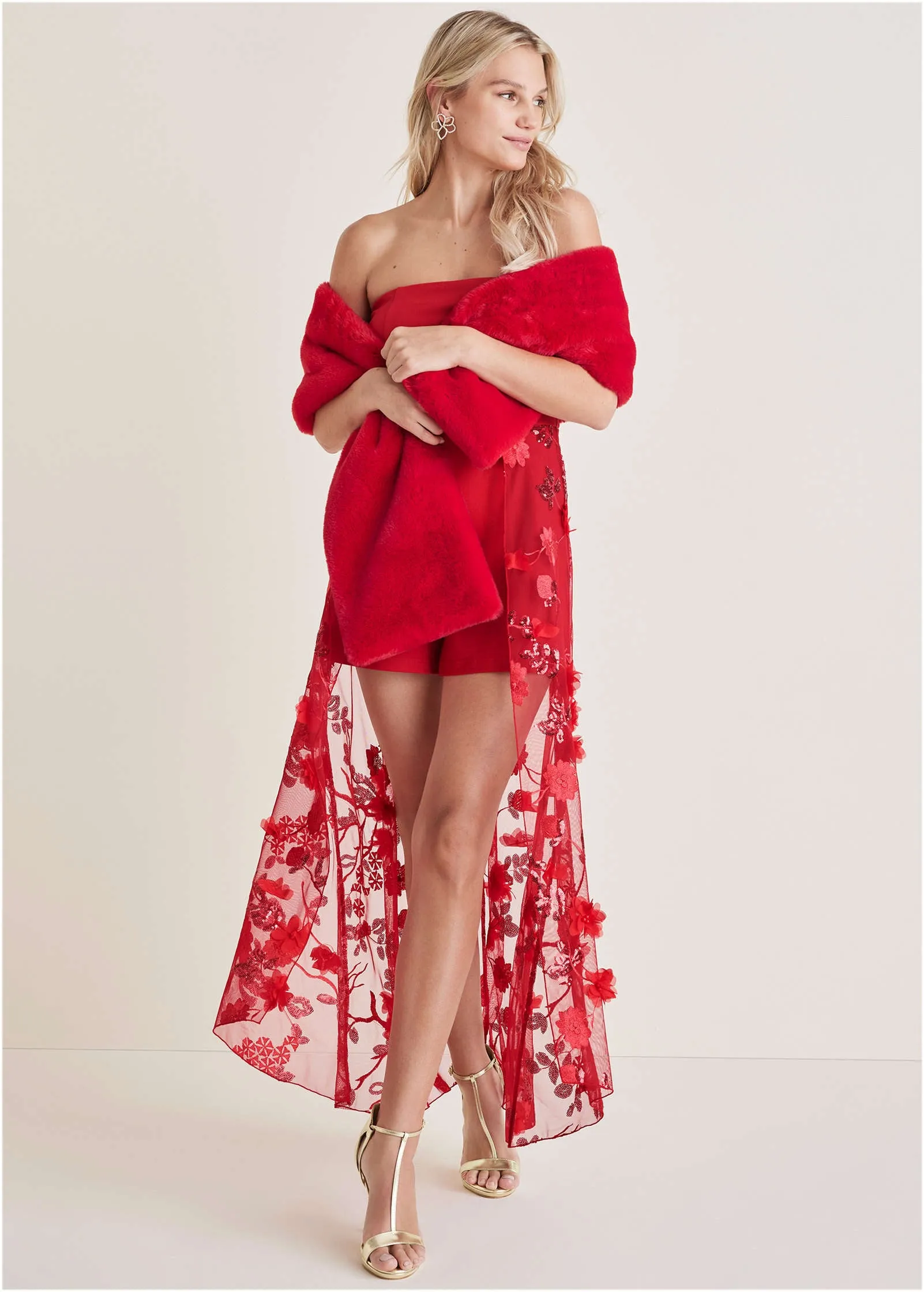 Faux-Fur Wrap - Red sold by VENUS product image thumbnail 3