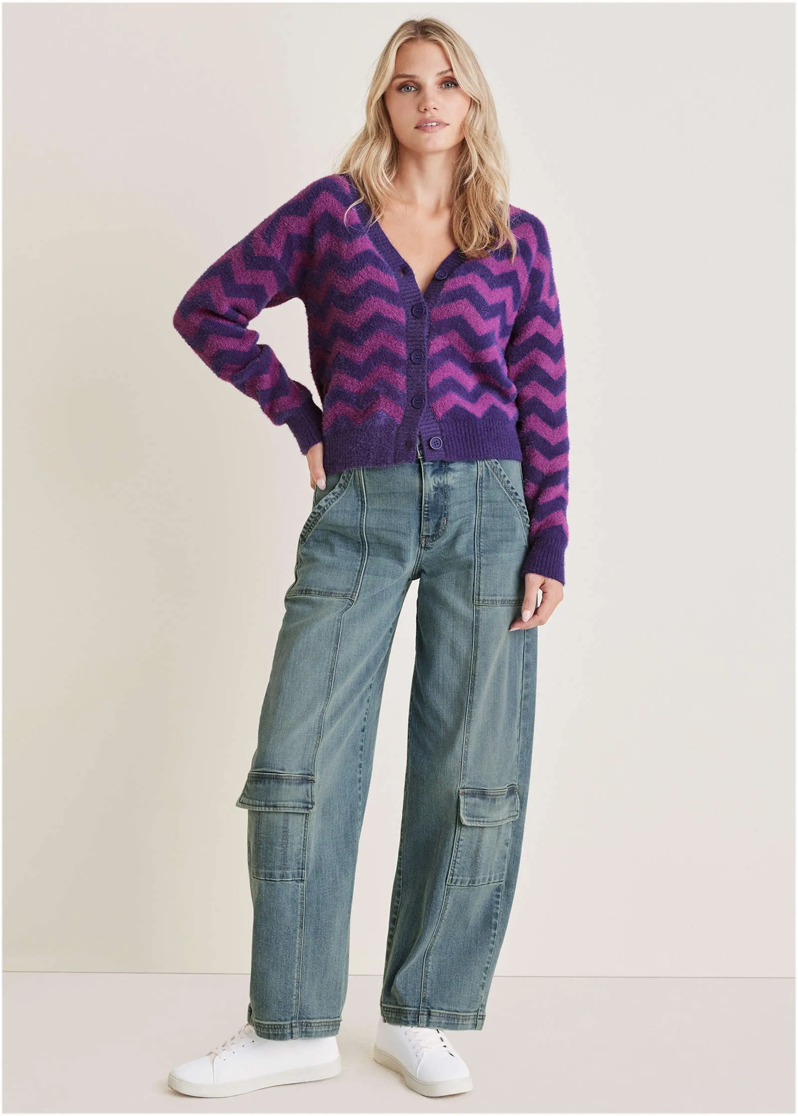 Printed Eyelash Cardigan - Violet Indigo sold by VENUS product image thumbnail 3