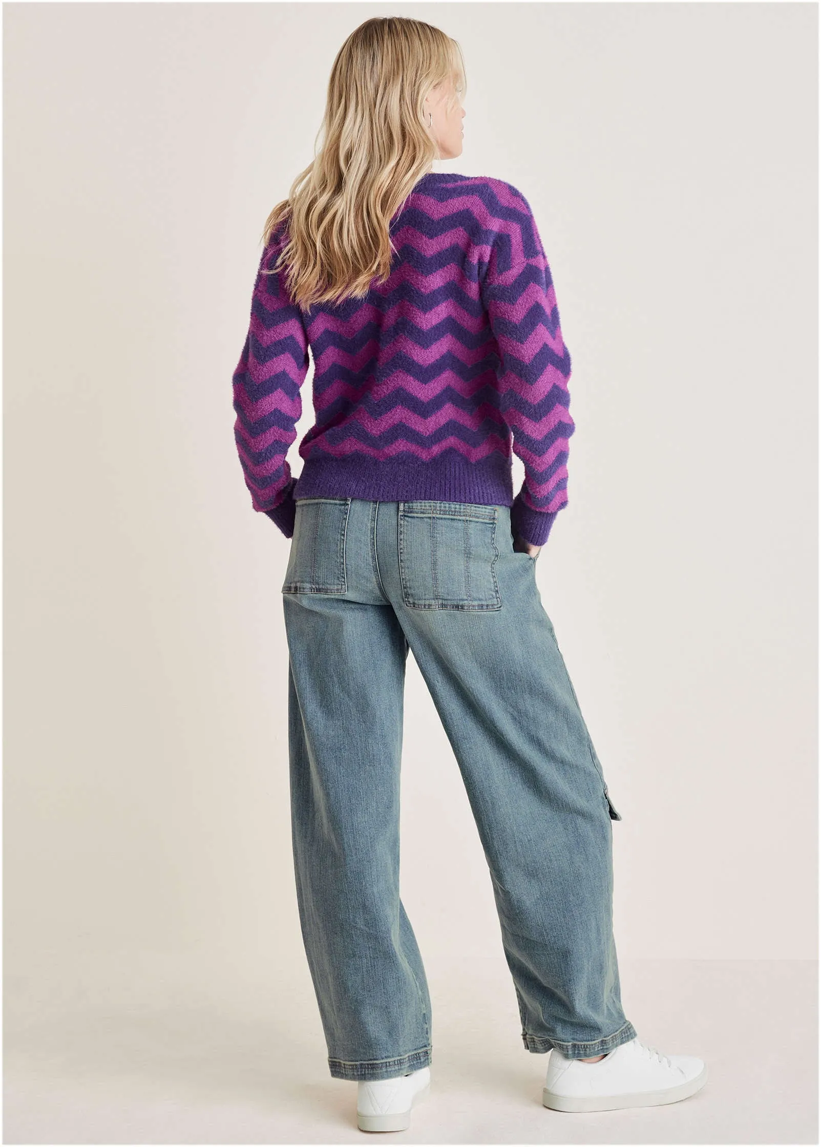 Printed Eyelash Cardigan - Violet Indigo sold by VENUS product image thumbnail 2