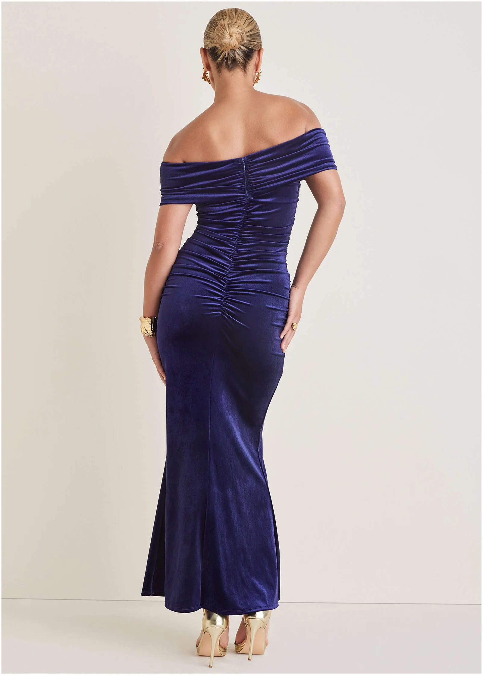 Off-Shoulder Velvet Maxi - Deep Blue sold by VENUS product image thumbnail 2