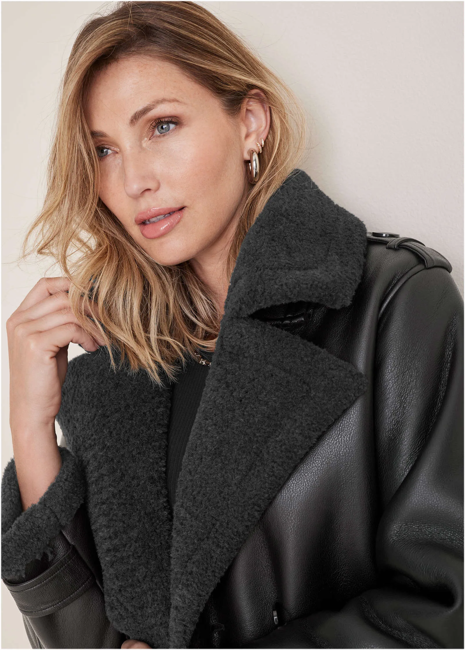 Faux Leather Long Coat - Black sold by VENUS product image thumbnail 3