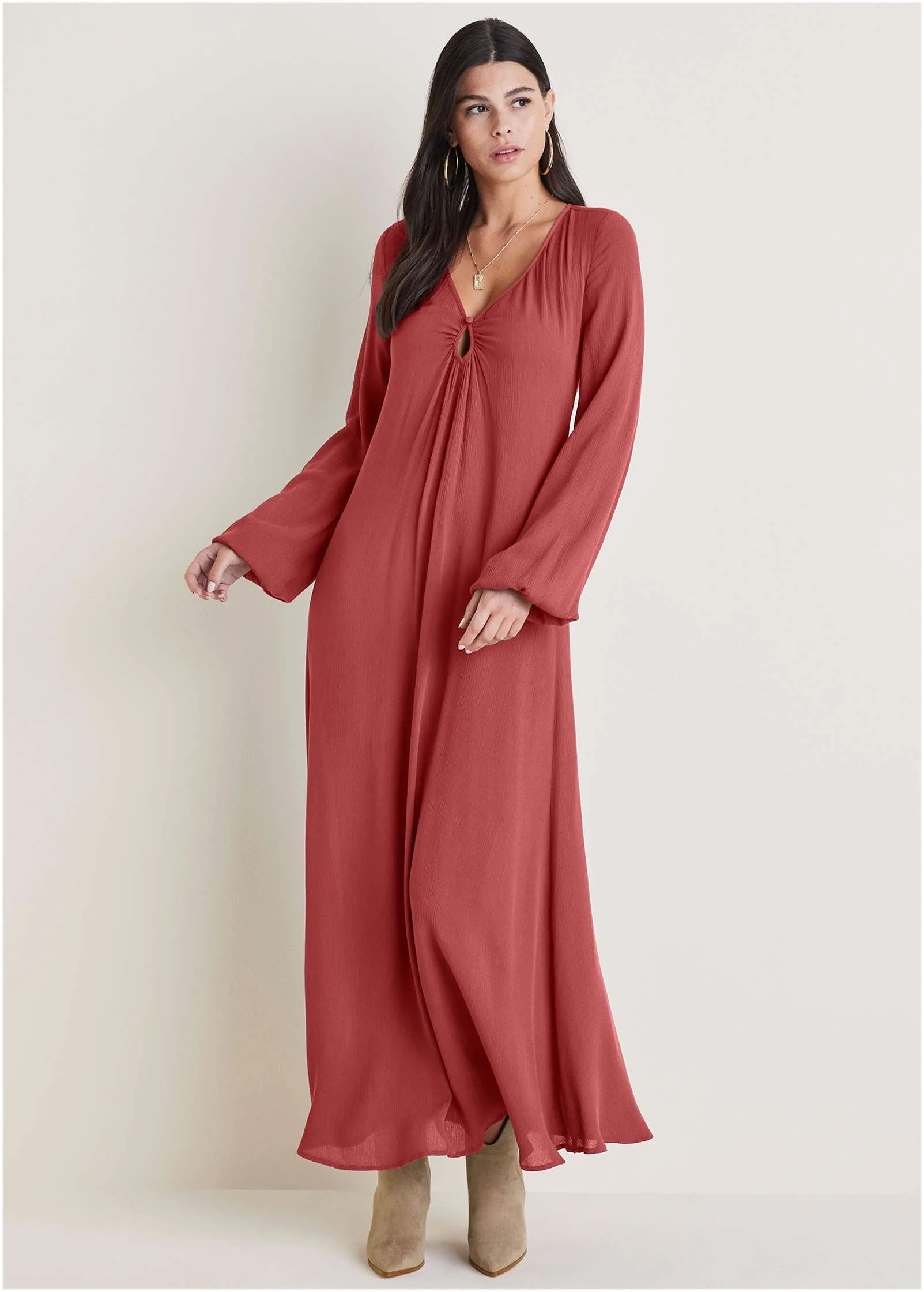 Keyhole Maxi Dress - Mineral Red sold by VENUS
