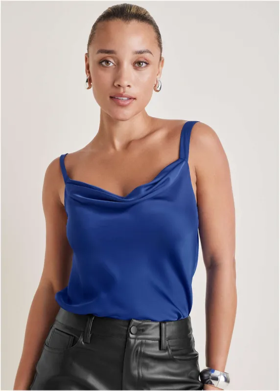 Cowl Neck Tank - Sodalite Blue sold by VENUS
