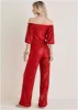 Off-Shoulder Sequin Jumpsuit - Goji Berry sold by VENUS