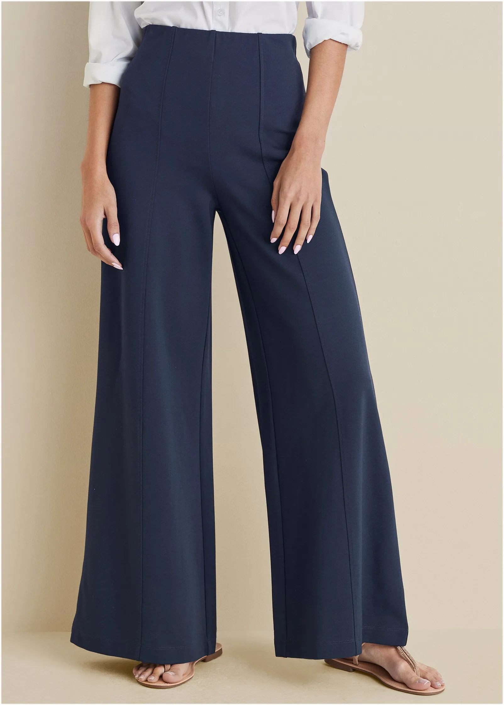 Smoothing Ponte Wide-Leg Pants - Navy sold by VENUS product image thumbnail 2