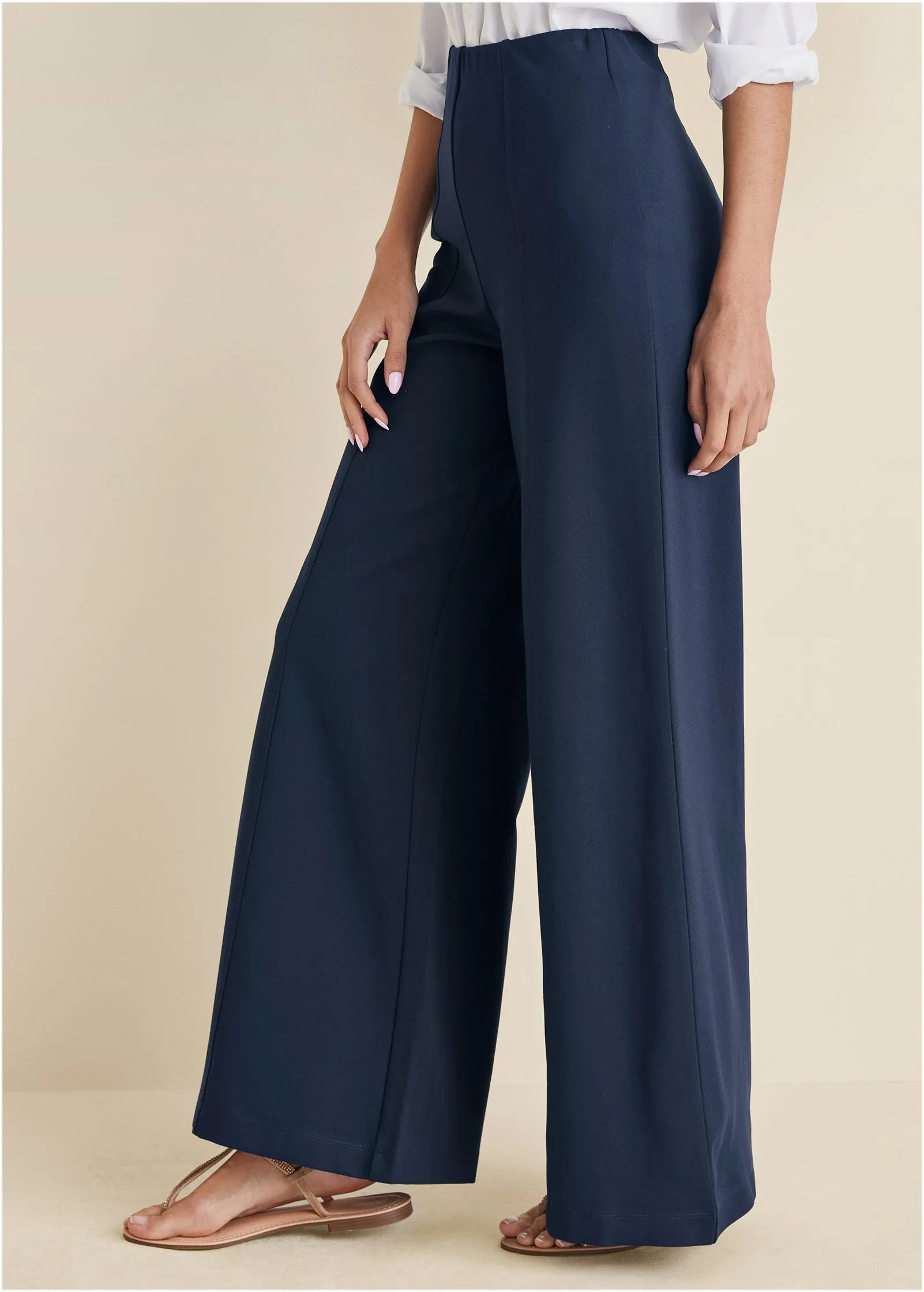 Smoothing Ponte Wide-Leg Pants - Navy sold by VENUS product image thumbnail 4