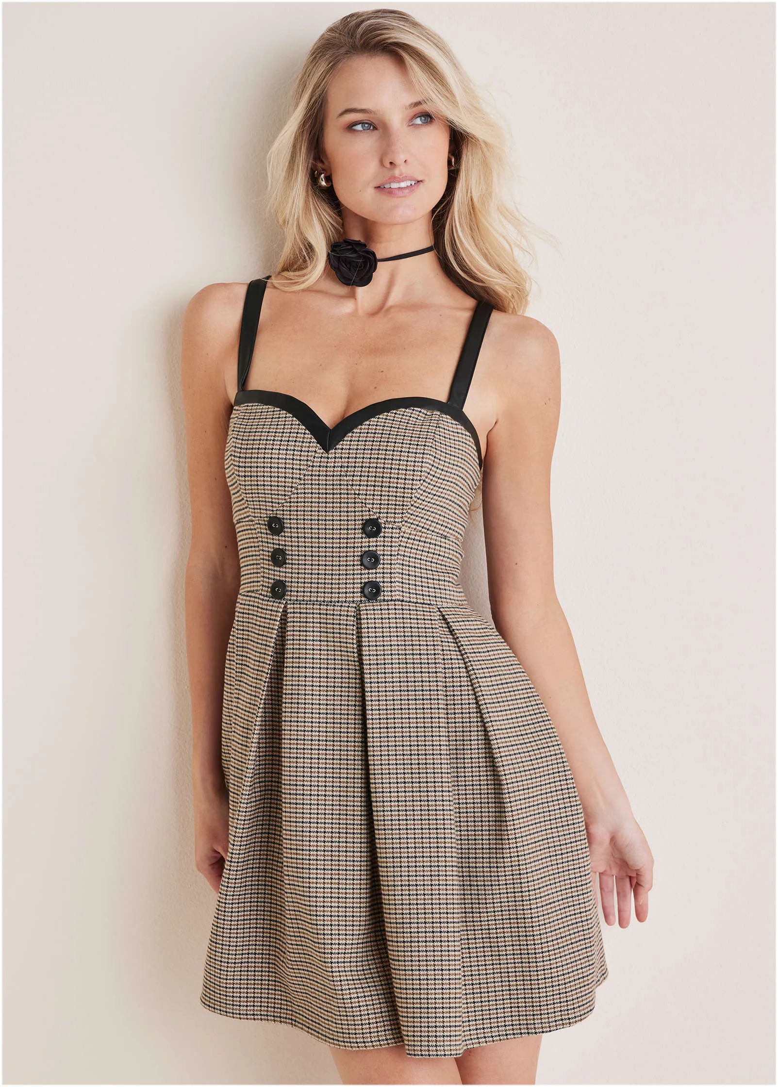 Plaid Mini Dress - Cream Multi sold by VENUS product image thumbnail 5