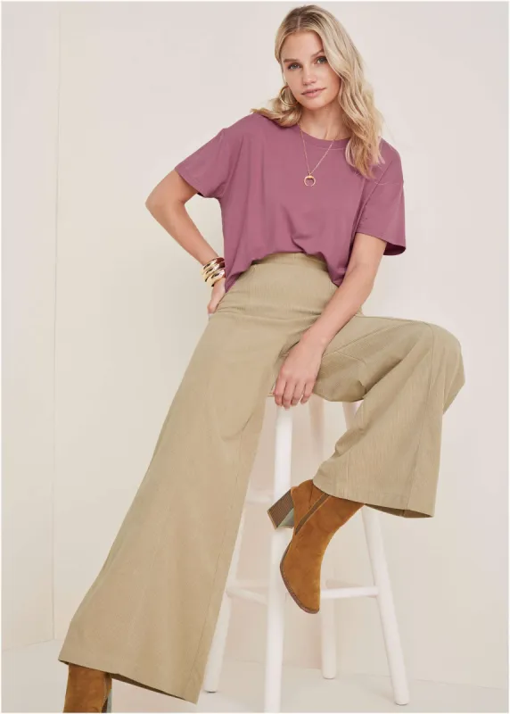 Corduroy Wide Leg Pants - Oxford Tan sold by VENUS