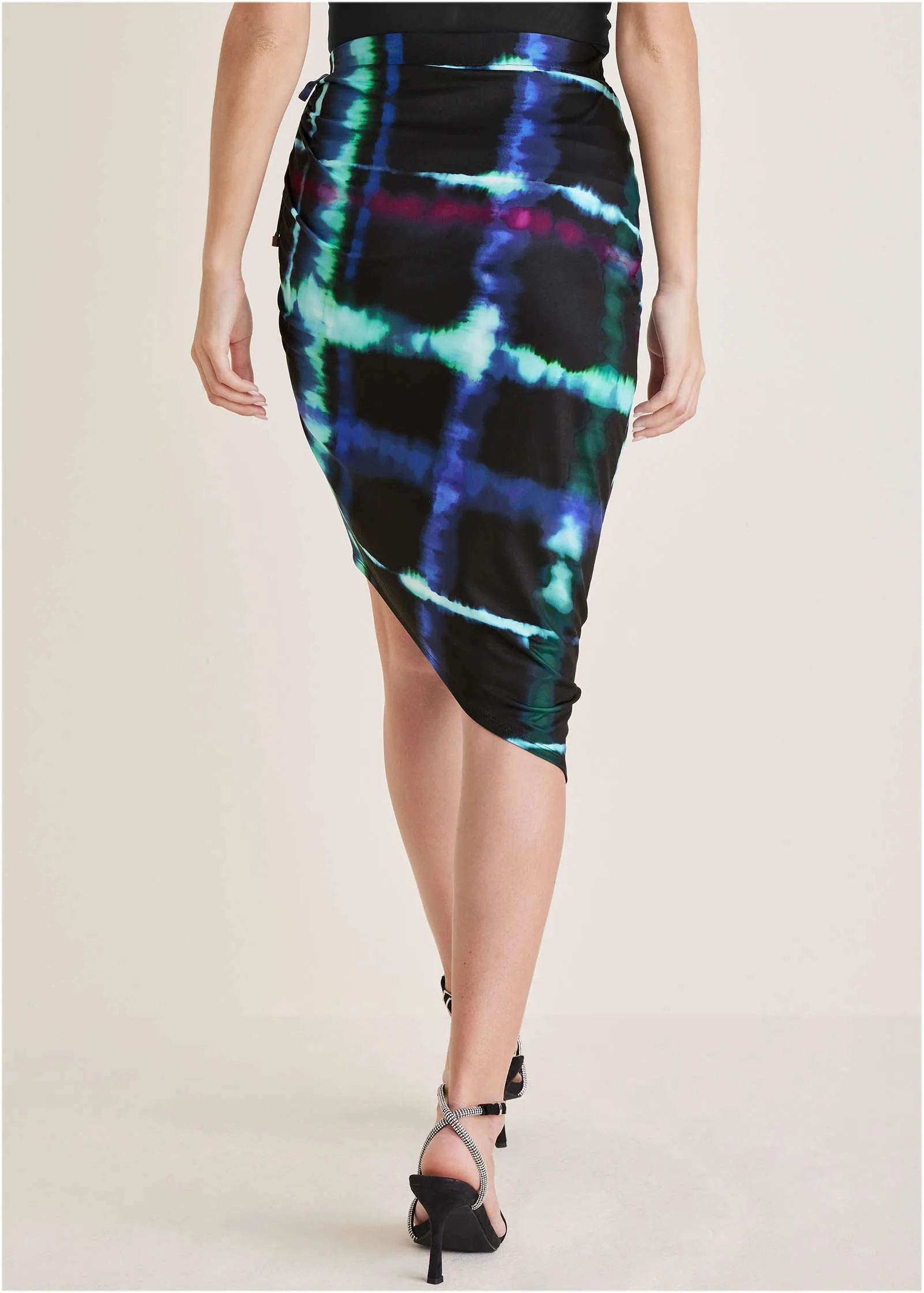 Ruched Drawstring Mini Skirt - Blurred Plaid sold by VENUS product image thumbnail 3