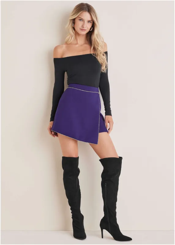 Scuba Mini Skirt - Violet Indigo sold by VENUS
