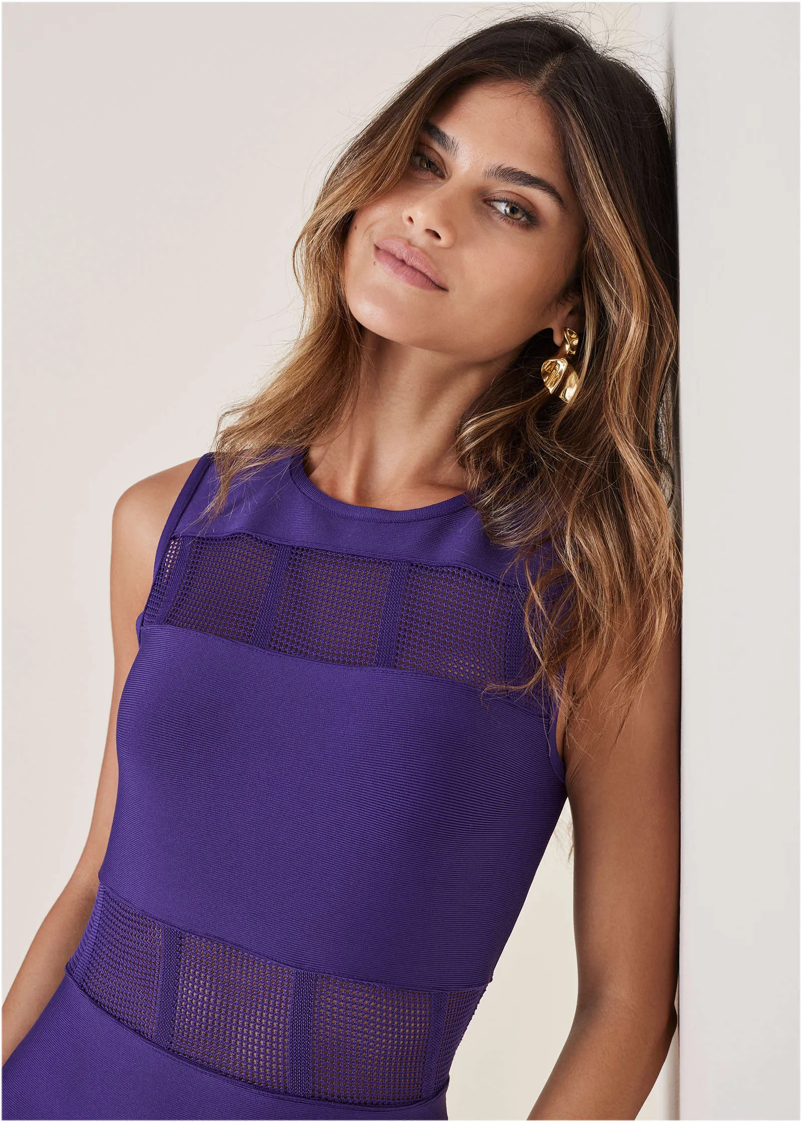 Mesh Detail Bodycon Mini Dress - Violet Indigo sold by VENUS product image thumbnail 3