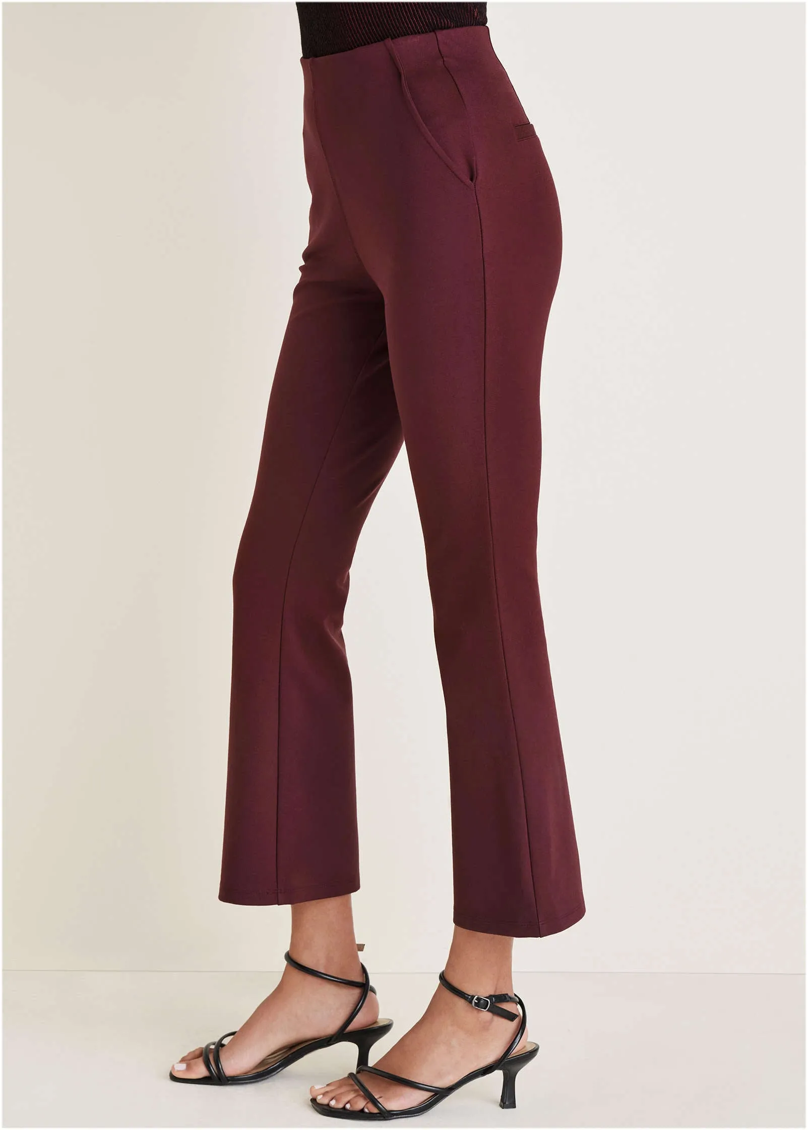 Smoothing Ponte Kick Flare Pants - Wine sold by VENUS product image thumbnail 4