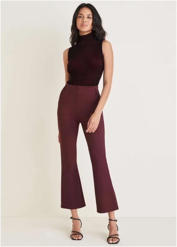 Smoothing Ponte Kick Flare Pants - Wine sold by VENUS