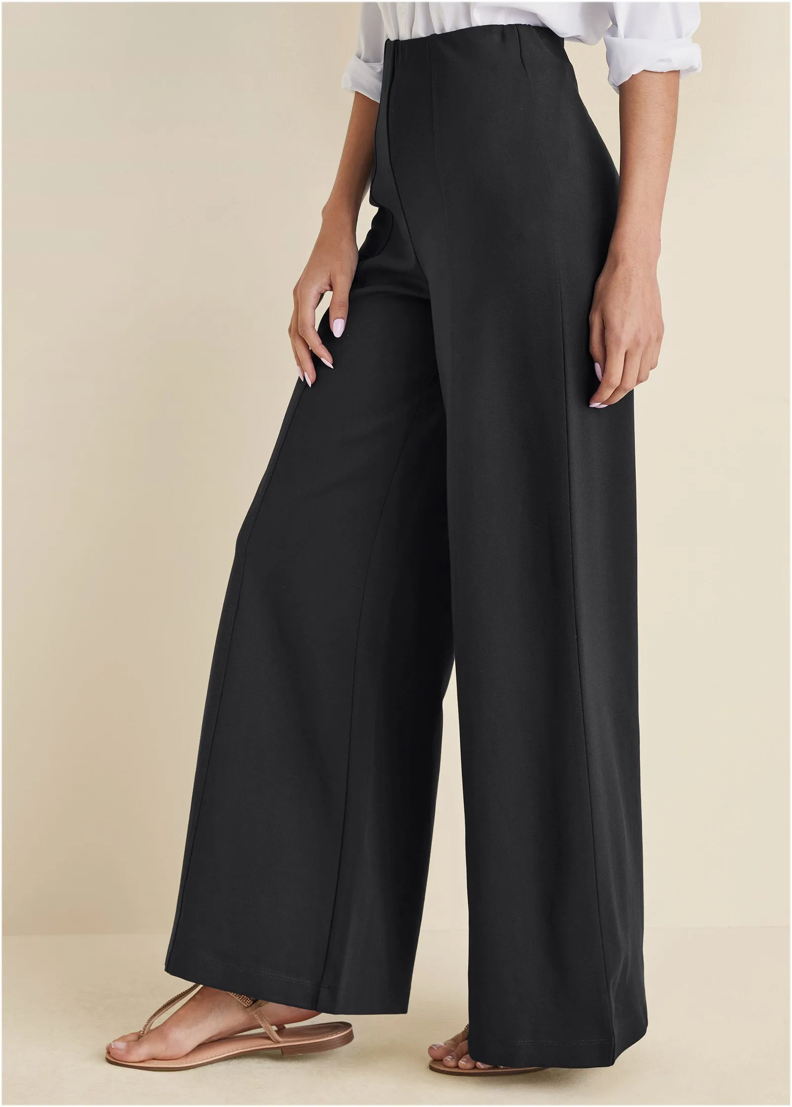 Smoothing Ponte Wide-Leg Pants - Black sold by VENUS product image thumbnail 4