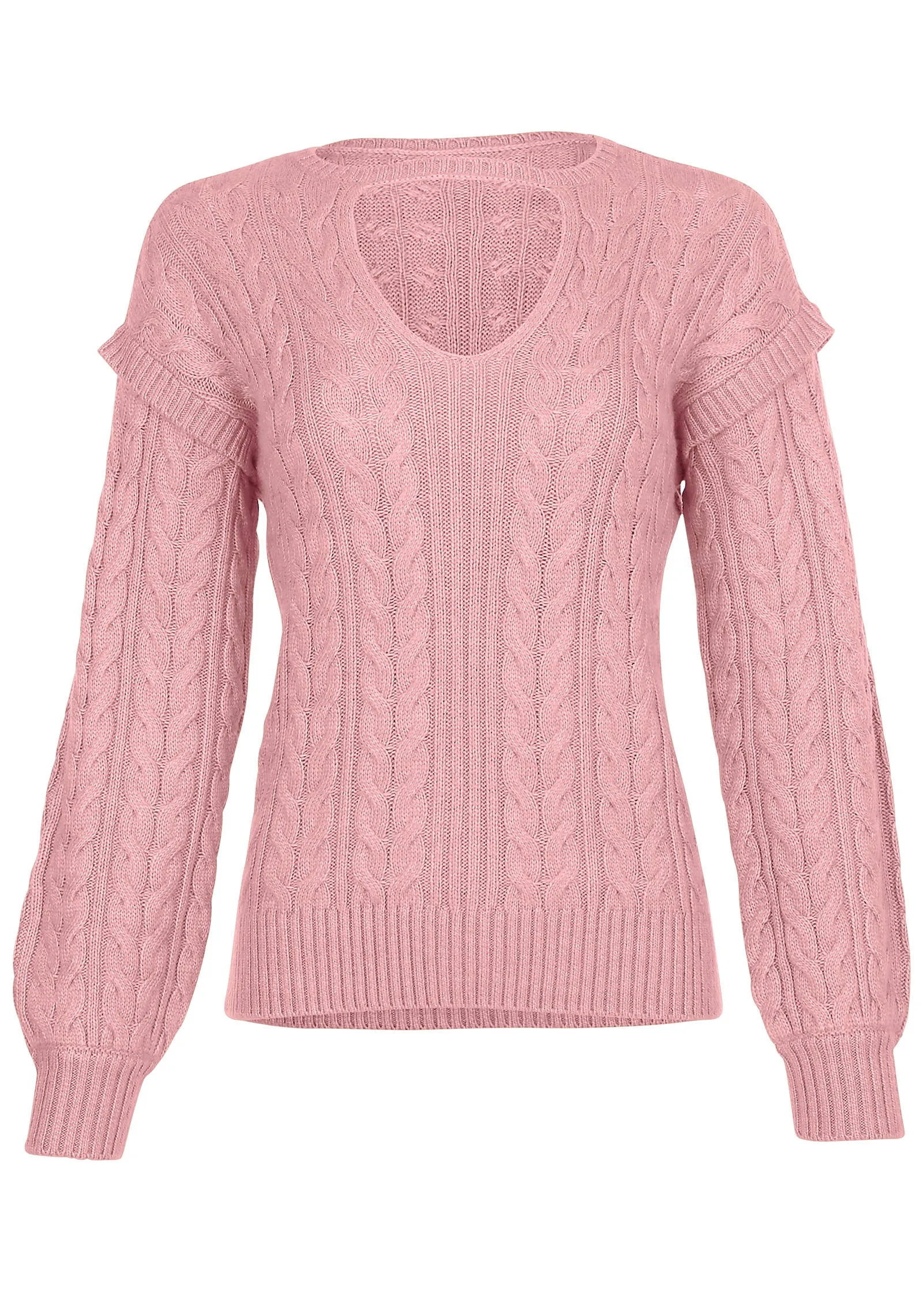Cable Knit Cut-Out Sweater - Bleached Mauve sold by VENUS product image thumbnail 5