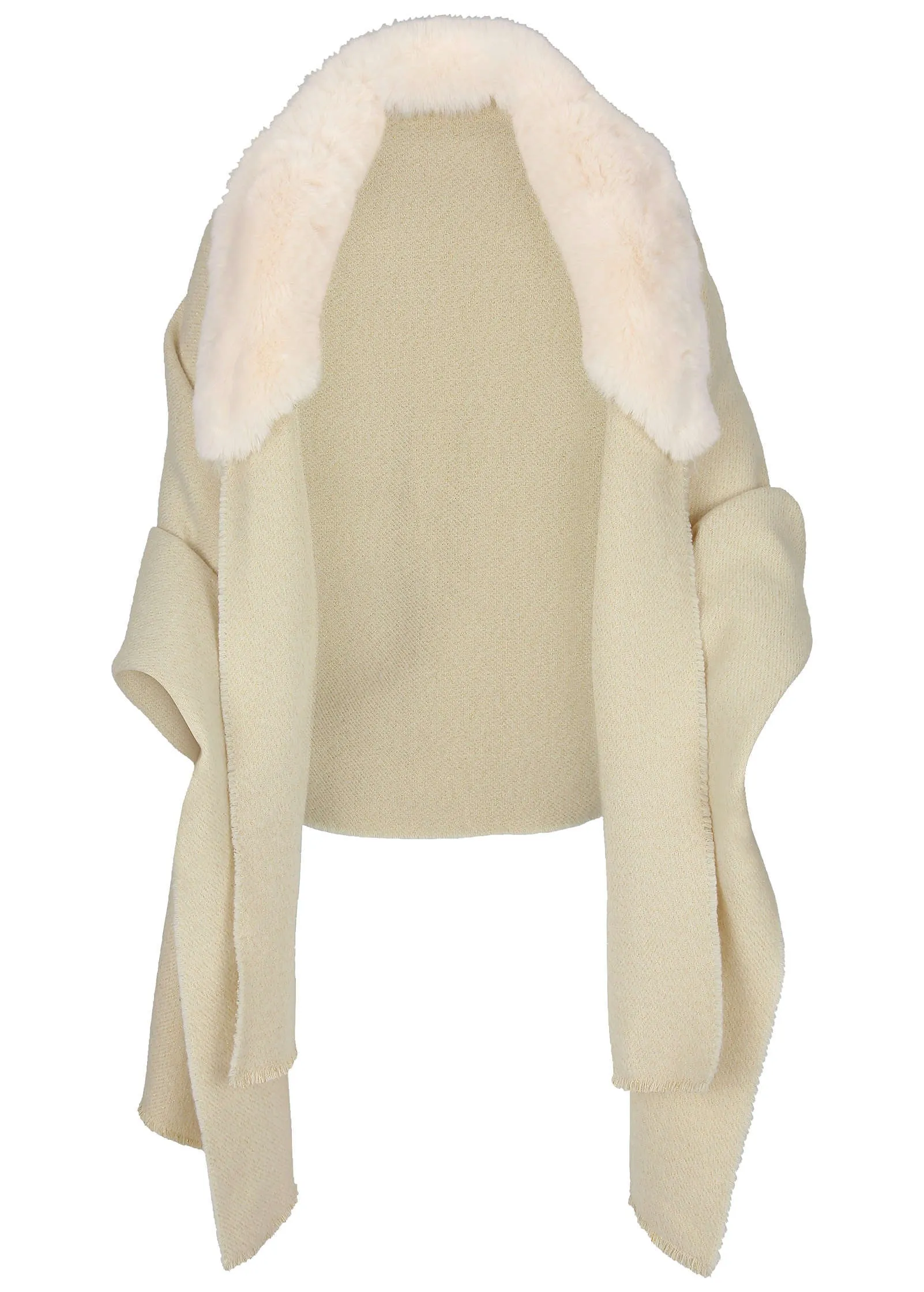 Faux-Fur Trim Wrap - Cream sold by VENUS product image thumbnail 3