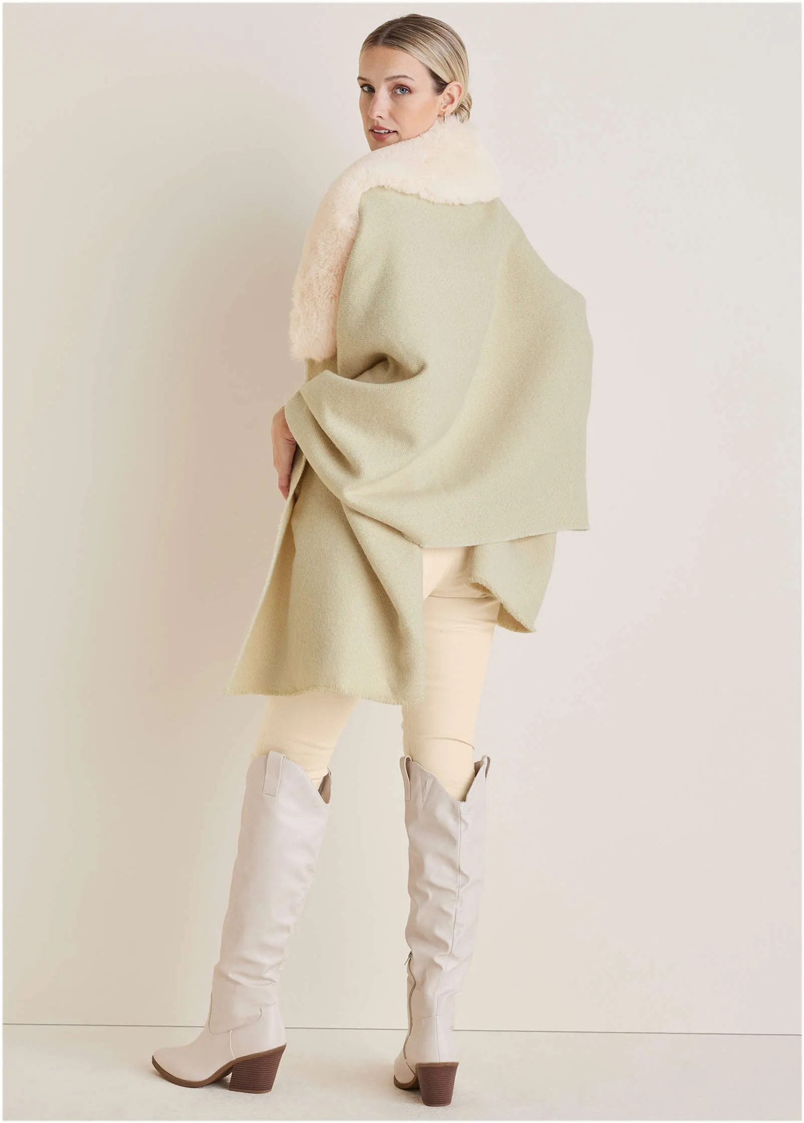 Faux-Fur Trim Wrap - Cream sold by VENUS product image thumbnail 2