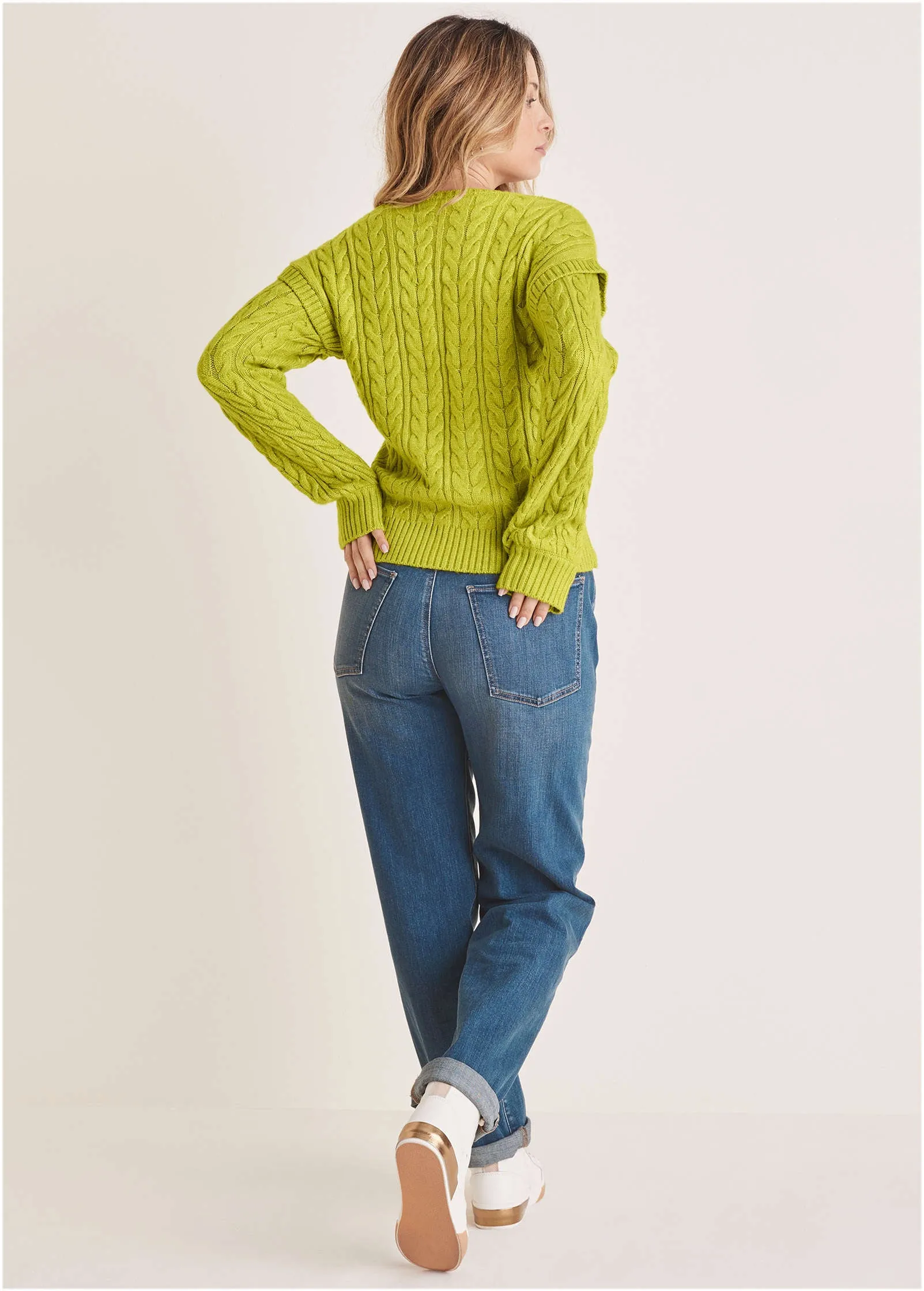 Cable Knit Cut-Out Sweater - Lentil Sprout sold by VENUS product image thumbnail 2