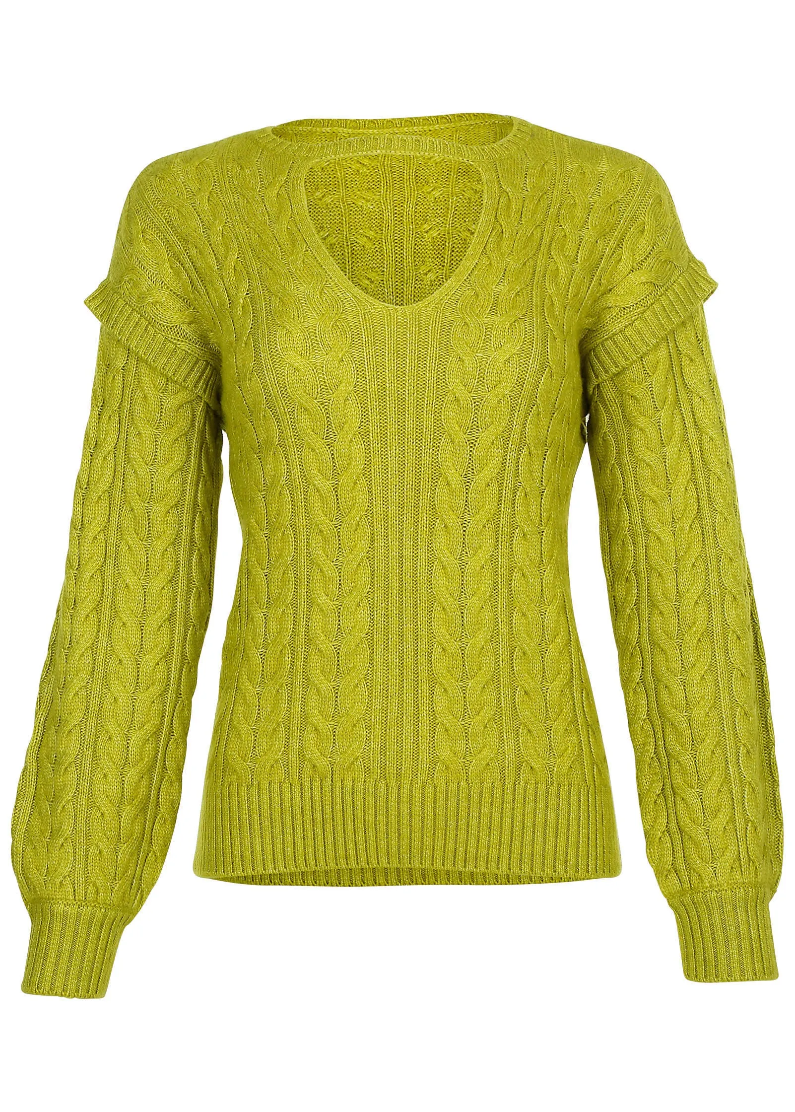 Cable Knit Cut-Out Sweater - Lentil Sprout sold by VENUS product image thumbnail 5