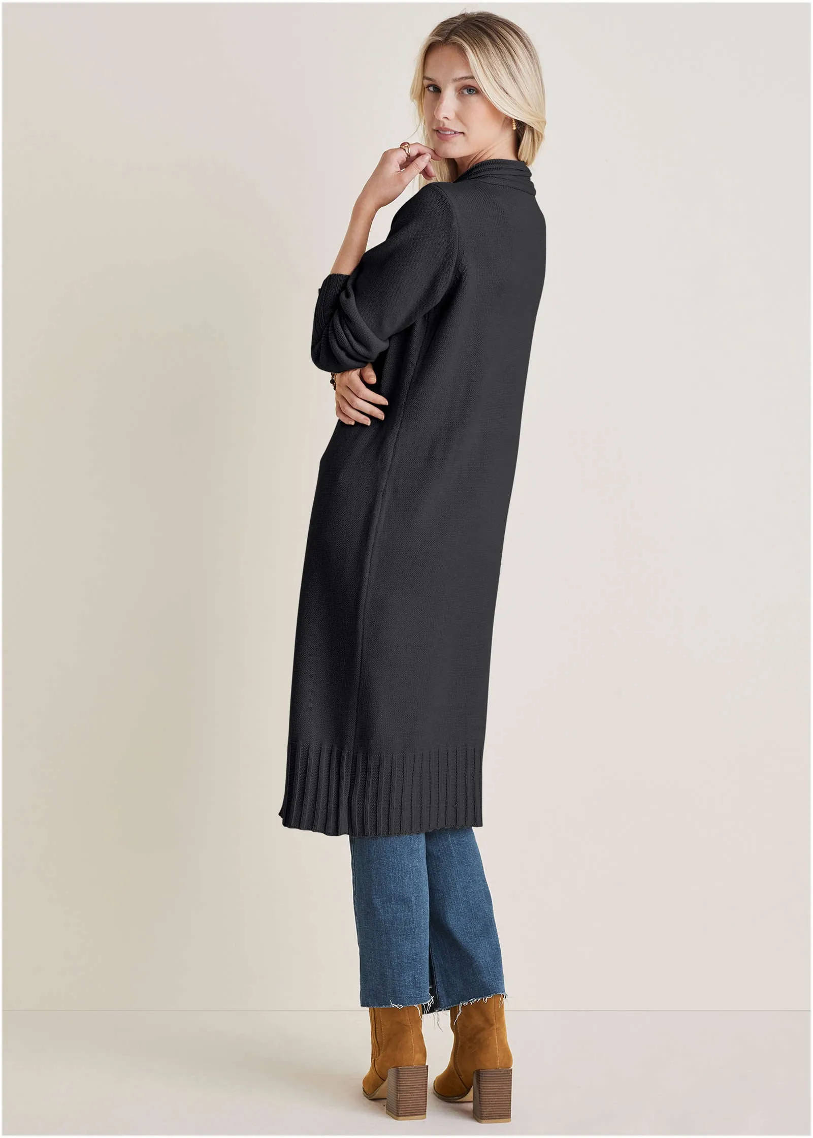 Button Detail Duster - Black sold by VENUS product image thumbnail 2