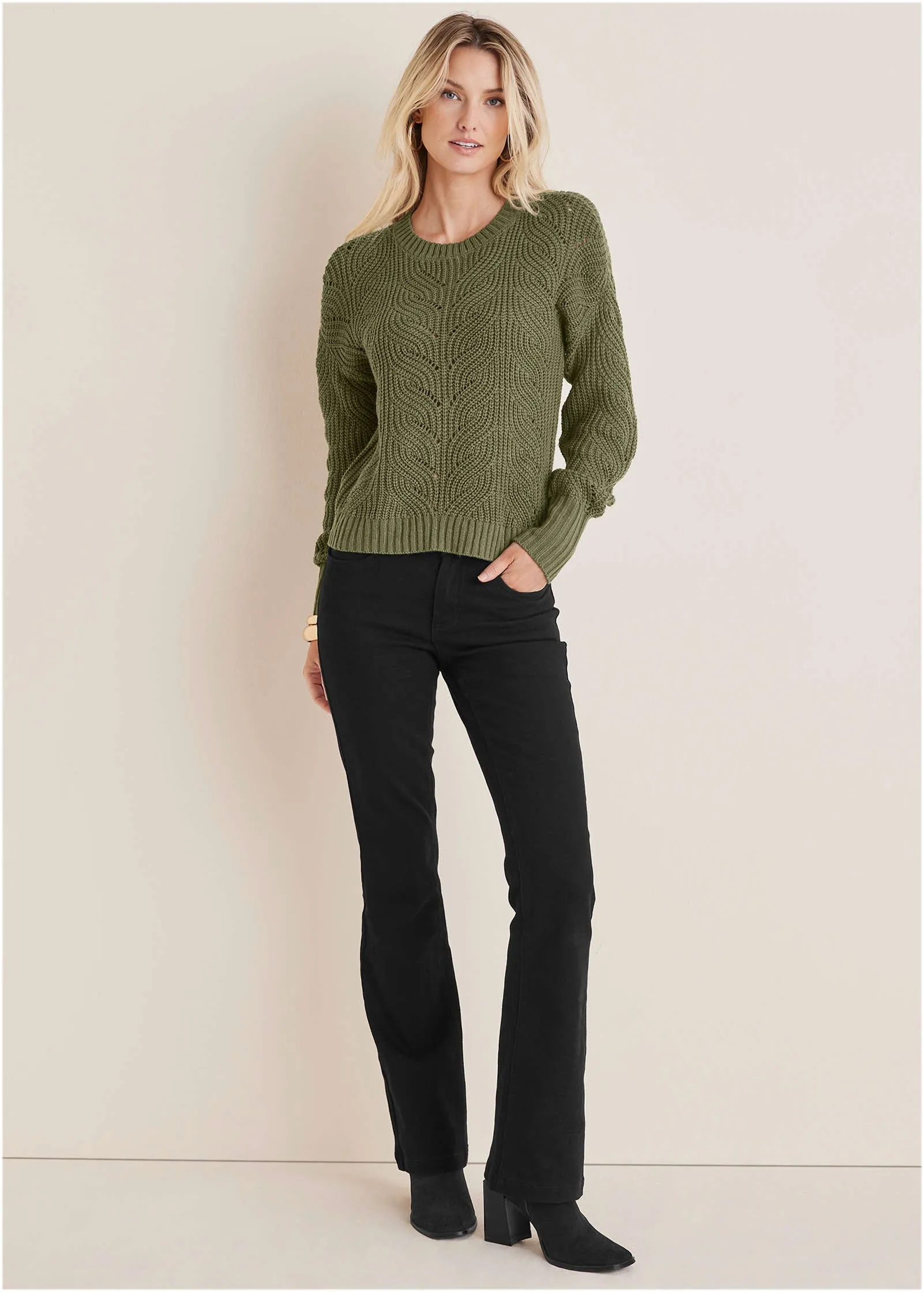 Textured Crewneck Sweater - Loden Green sold by VENUS product image thumbnail 3