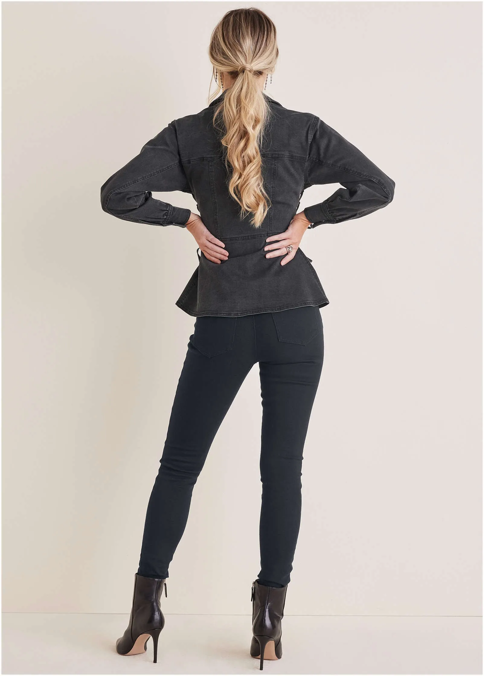 Lace Up Denim Jacket - Black Wash sold by VENUS product image thumbnail 2