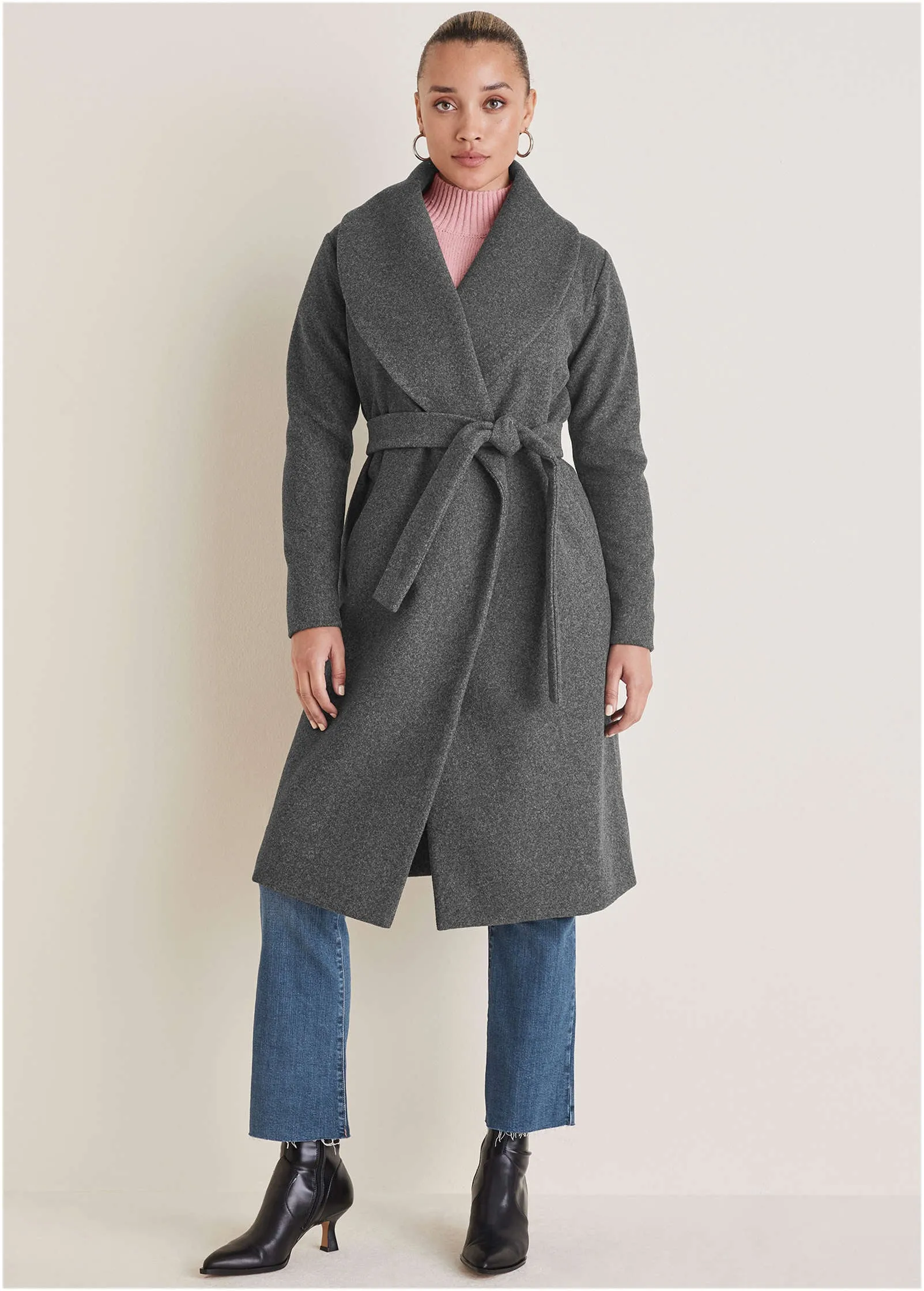 Robe Wrap Coat - Dark Heather Grey sold by VENUS product image thumbnail 3