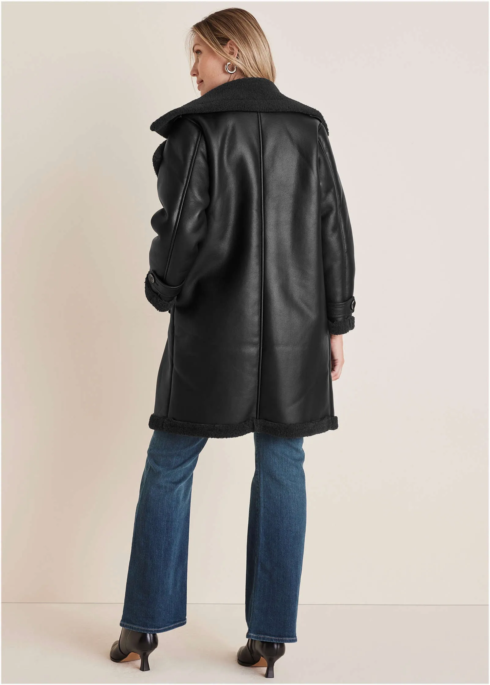 Shearling Long Coat - Black sold by VENUS product image thumbnail 2