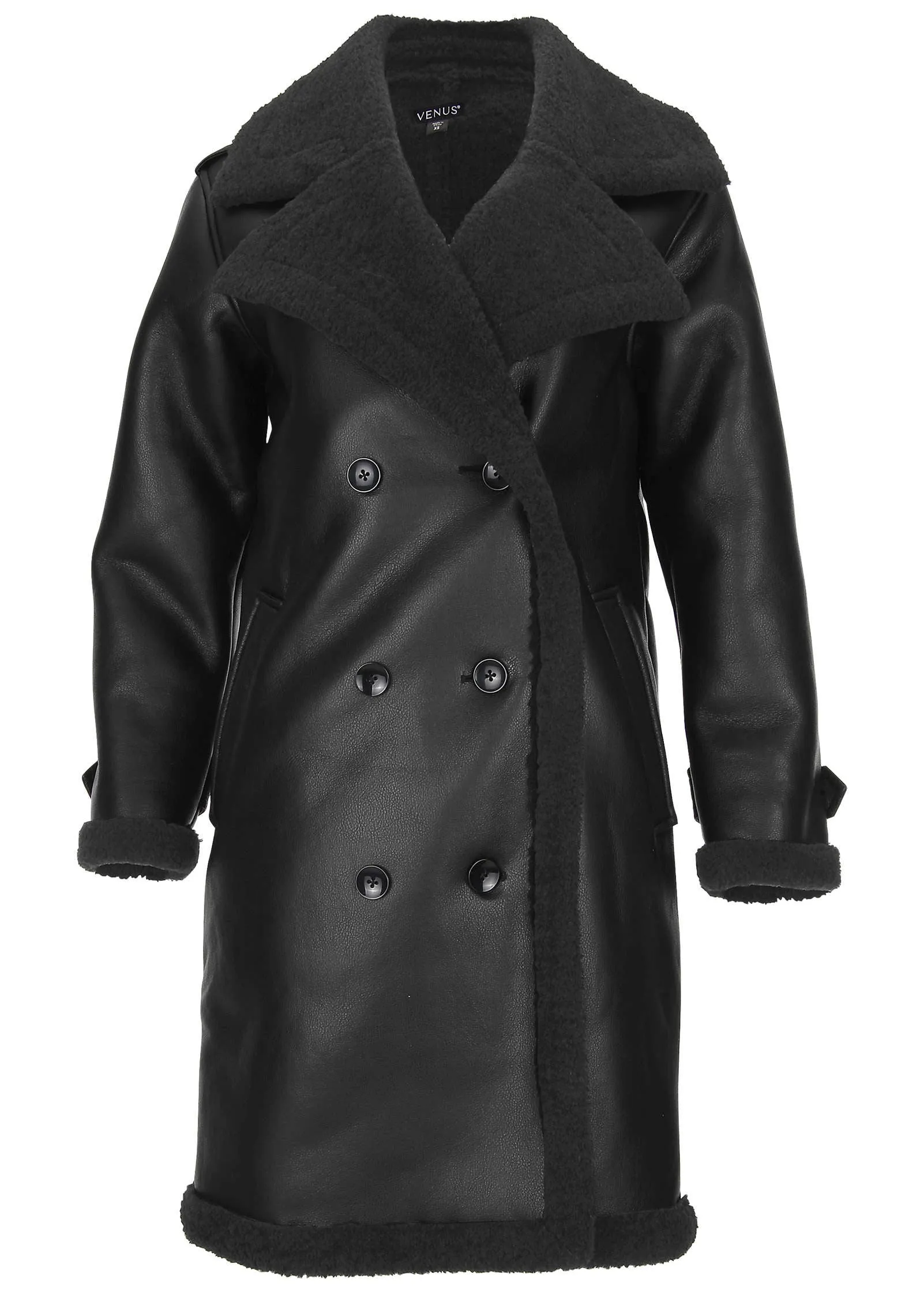 Shearling Long Coat - Black sold by VENUS product image thumbnail 4