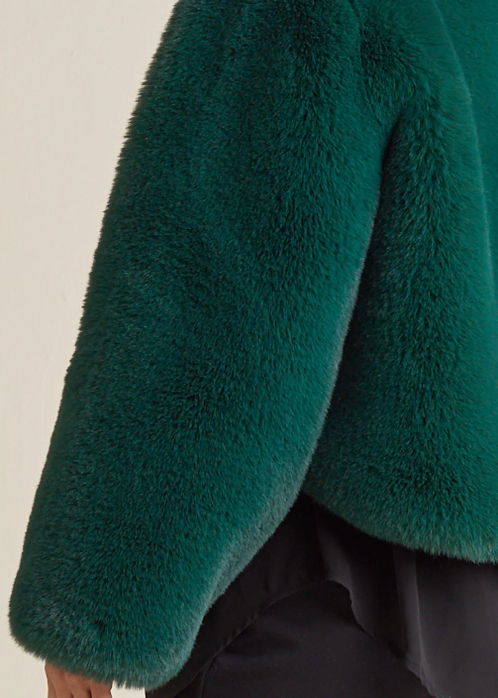 Cropped Faux Fur Coat - Green sold by VENUS product image thumbnail 4