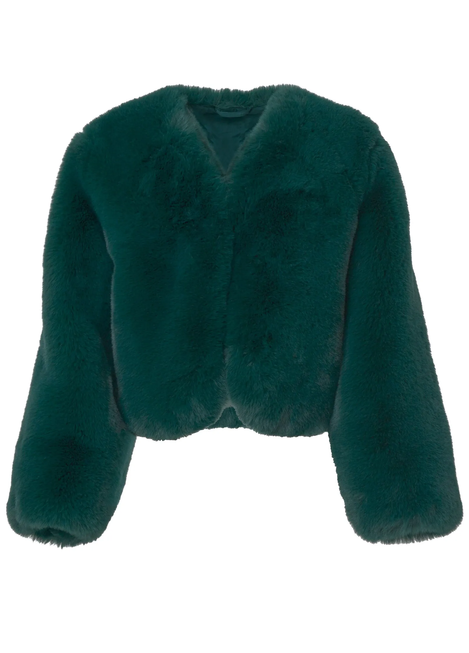 Cropped Faux Fur Coat - Green sold by VENUS product image thumbnail 5