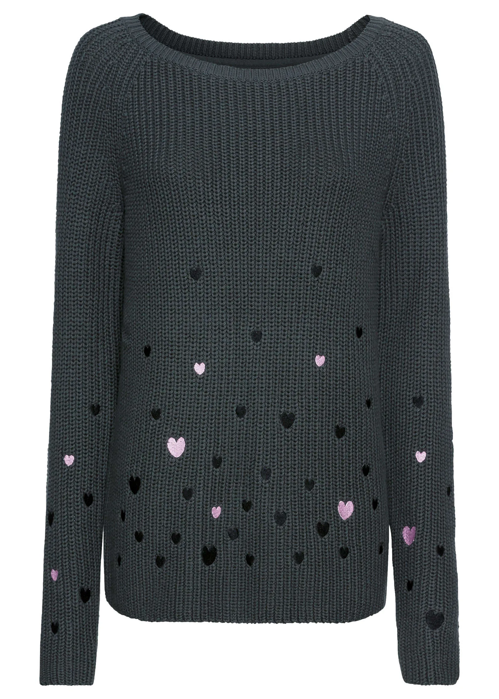 Heart Embroidered Sweater - Dark Grey sold by VENUS product image thumbnail 4