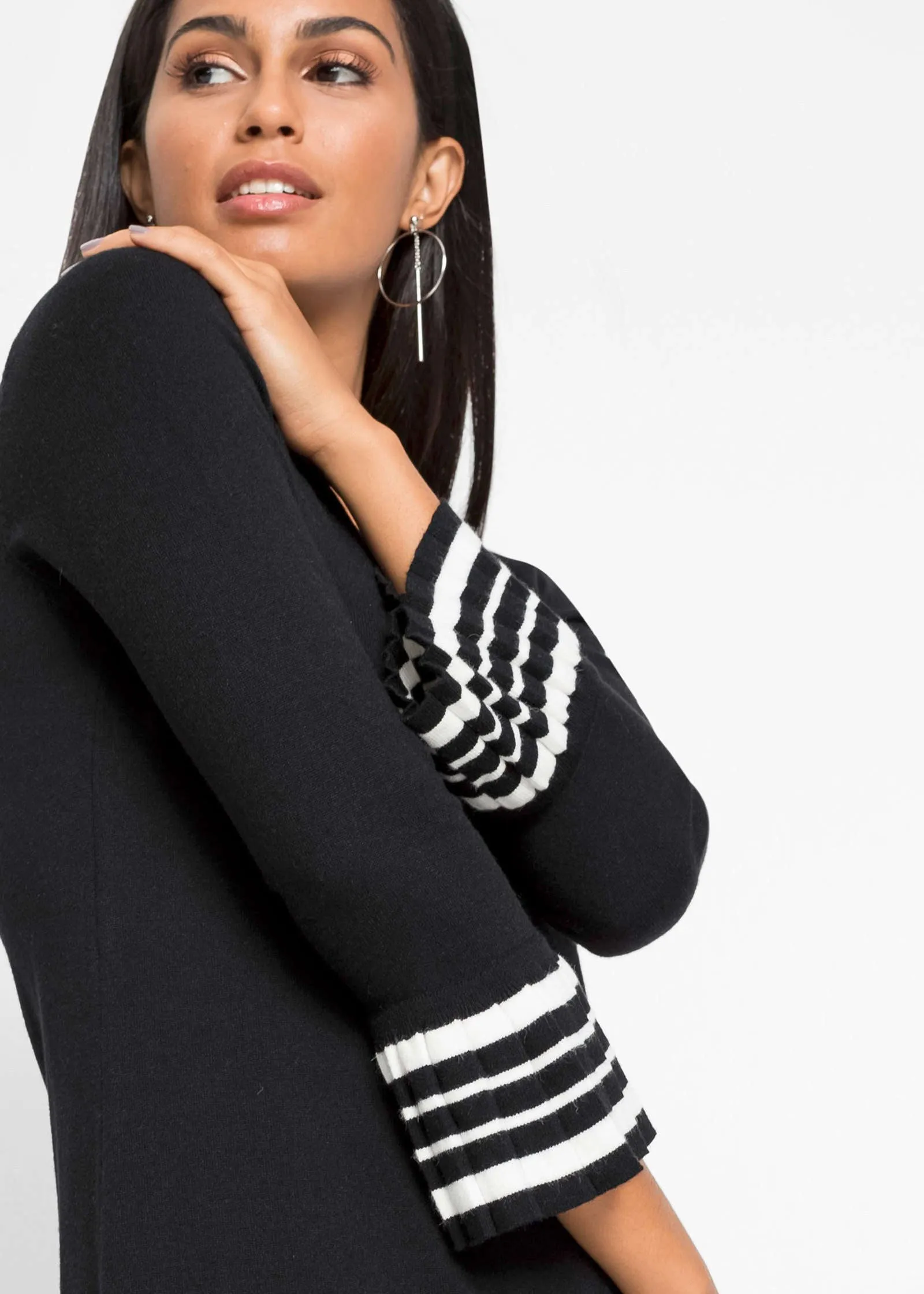 Stripe Sleeve Dress - Black & White sold by VENUS product image thumbnail 3